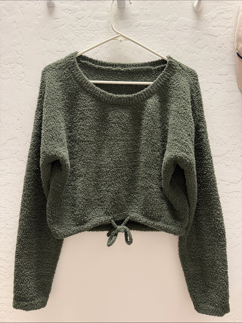 Ptula Cozy Olive Tie-Hem Women's Sweater
